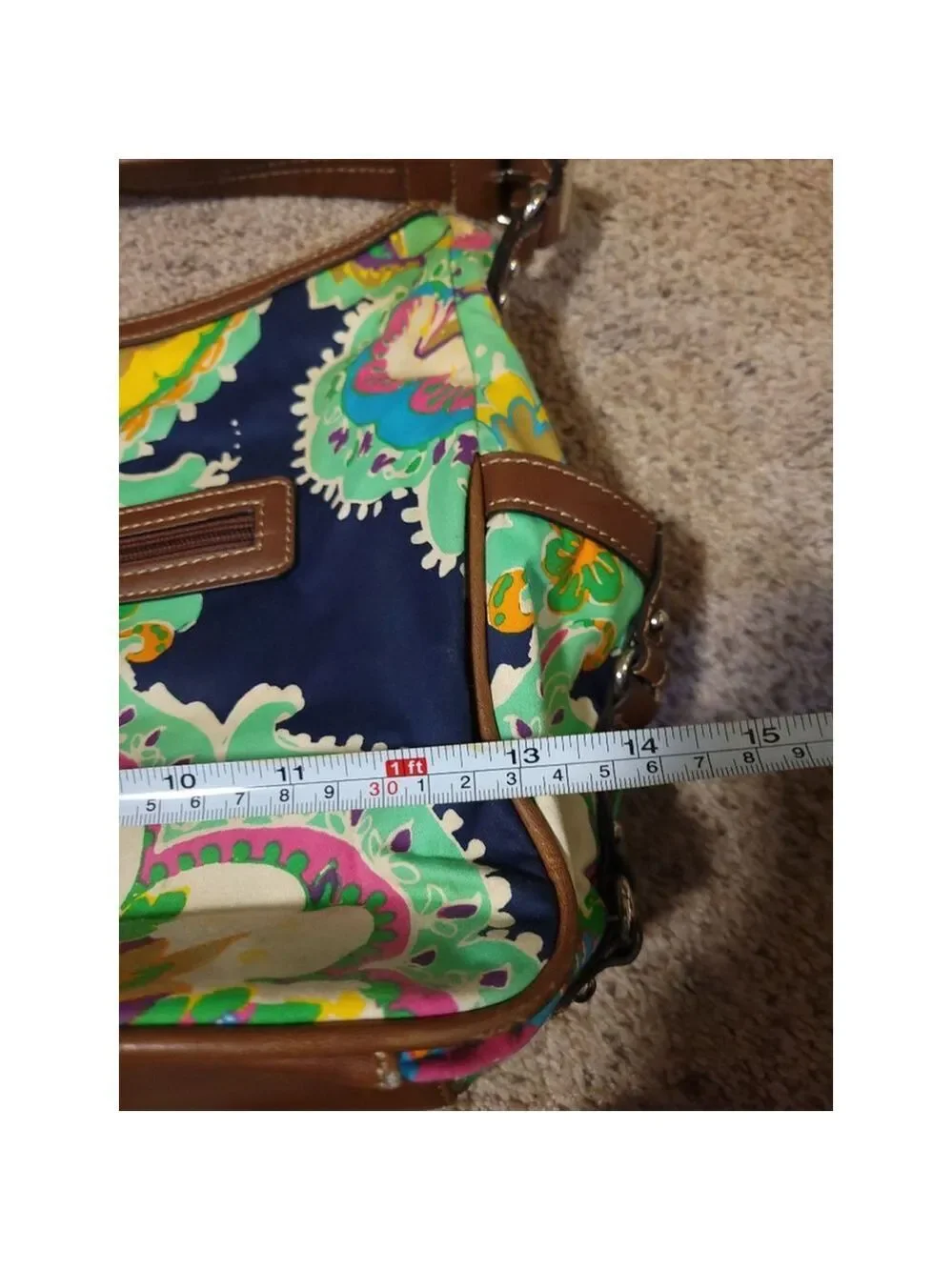 Chaps Multicolor Paisley Bag | Faux Leather Details